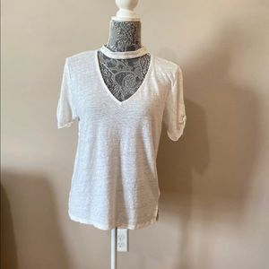 Sanctuary Women’s Medium Joanna White Linen Choker Tee